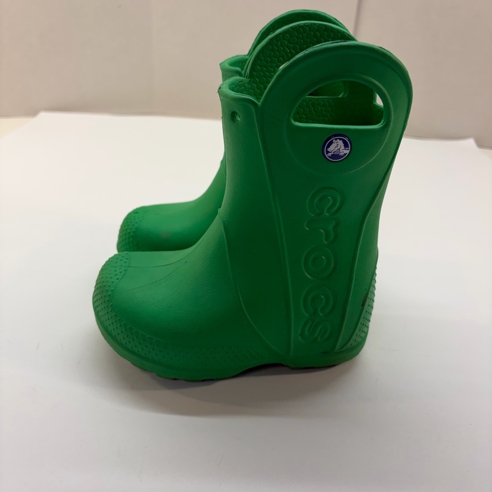 Crocs Handle It Green Lightweight Rubber Rain Boots Toddler Kids Size 6C